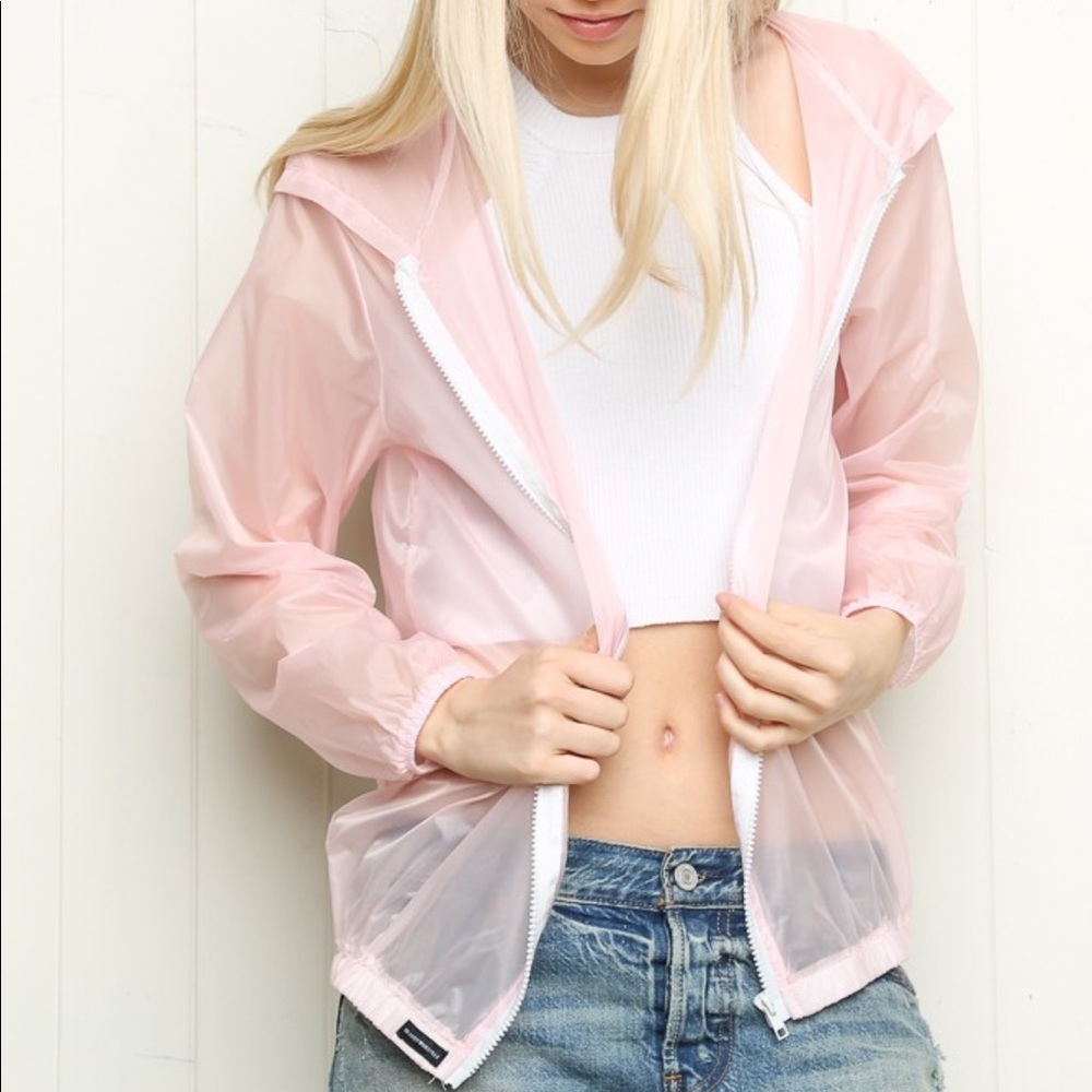 Brandy Melville sheer light pink windbreaker